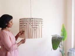 Large Chandelier, Boho Tassel Lampshade, Organic Cotton Macrame Lamp Shade, Pendant Light For Hotels, Restaurants, Cafes & Homes - thumbnail 1