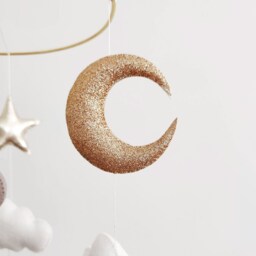 Elephant Baby Mobile Handmade Nursery Crib Decor - Moon & Stars - thumbnail 3