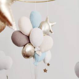 Elephant Baby Mobile Handmade Nursery Crib Decor - Moon & Stars - thumbnail 2