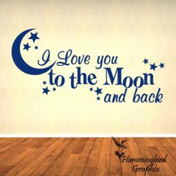 I Love You To The Moon & Back Vinyl Wall Decal - Nursery Kids Room Decor - thumbnail 2