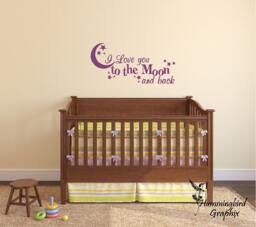 I Love You To The Moon & Back Vinyl Wall Decal - Nursery Kids Room Decor - thumbnail 1