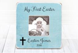 Personalized Easter Picture Frame Baby's First Easter, Real Wood - thumbnail 1