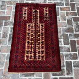 3'11x4'11 Vintage Baluchi Prayer Rug - Authentic Hand-Knotted Caucasian Wool Rug- High Quality Islamic Mat Oriental Design Present - thumbnail 3