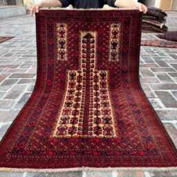 3'11x4'11 Vintage Baluchi Prayer Rug - Authentic Hand-Knotted Caucasian Wool Rug- High Quality Islamic Mat Oriental Design Present - thumbnail 2