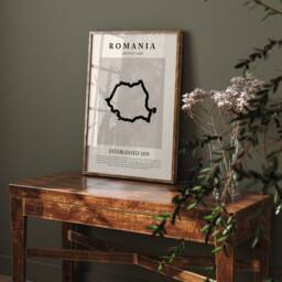 Romania Map Vintage Abstract Wall Art Print Picasso + Matisse Inspired Travel Poster - thumbnail 2