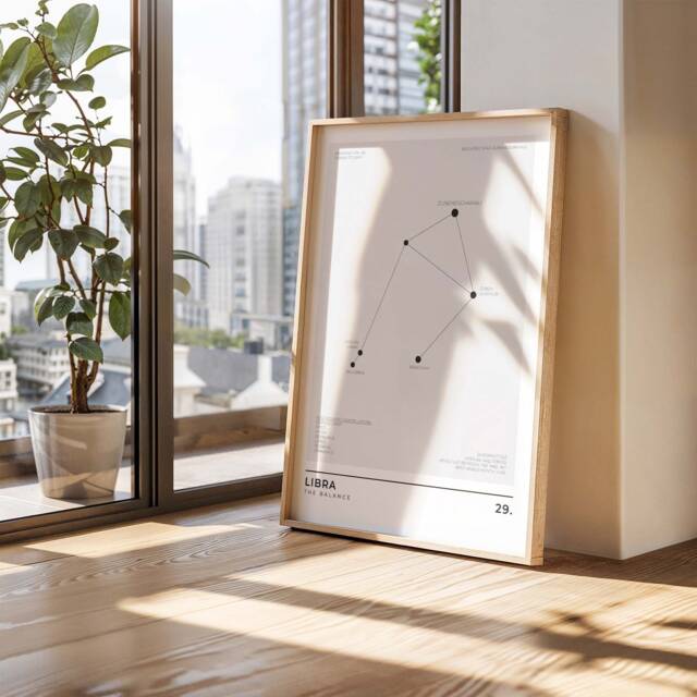 Libra Constellation Print - Minimalist Zodiac Wall Art - Astrology Gift