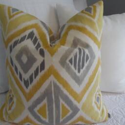 Handcrafted Cotton Pillow Cover Red, Orange, Grey Geometric Print - thumbnail 3