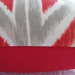 Handcrafted Cotton Pillow Cover Red, Orange, Grey Geometric Print - thumbnail 2