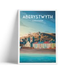 Aberystwyth Print, Wales Travel Poster, Ceredigion Illustration Wall Decor, Seaside Charm, Welsh Art - thumbnail 1