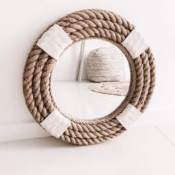 Large 80cm - 31.4Inch Hampton Nautical Coastal Beach House Round Rope Mirror Home Decor Large - thumbnail 2
