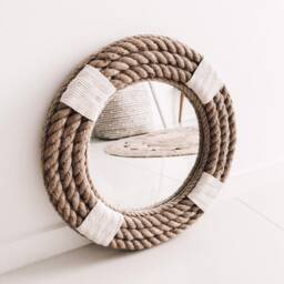 Large 80cm - 31.4Inch Hampton Nautical Coastal Beach House Round Rope Mirror Home Decor Large - thumbnail 4