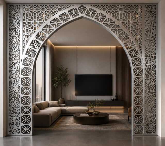 Ayat Ul Kursi Arch Wall Art - Moroccan Geometric Islamic Decor, Mdf Panel - Custom Size - image 1