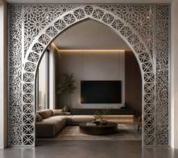 Ayat Ul Kursi Arch Wall Art - Moroccan Geometric Islamic Decor, Mdf Panel - Custom Size - thumbnail 1