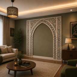 Ayat Ul Kursi Arch Wall Art - Moroccan Geometric Islamic Decor, Mdf Panel - Custom Size - thumbnail 4