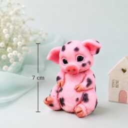 Handmade Polymer Clay Pig Figurine - Pink Spotted Kawaii Animal Sculpture, Desk Buddy Decor - thumbnail 3