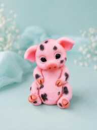 Handmade Polymer Clay Pig Figurine - Pink Spotted Kawaii Animal Sculpture, Desk Buddy Decor - thumbnail 1