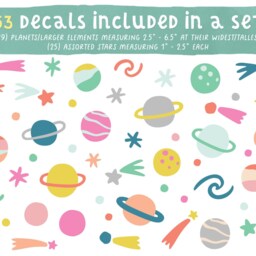 Space Wall Decals - Reusable Decals, Nursery Decor, Kids Room, Star Planets & Solar System Decor - thumbnail 2