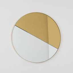 Orbis Dualis??? Gold + Silver Tinted Round Mirror With Brass Frame - Large, Xl - thumbnail 2