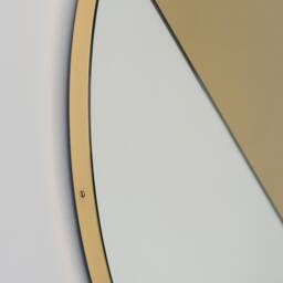 Orbis Dualis??? Gold + Silver Tinted Round Mirror With Brass Frame - Large, Xl - thumbnail 3