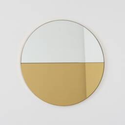 Orbis Dualis??? Gold + Silver Tinted Round Mirror With Brass Frame - Large, Xl - thumbnail 4