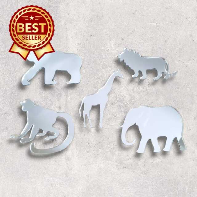 Safari Animals, Set Of Acrylic Mirror Wall Art - Custom Sizes, Shapes & Colours - image 1