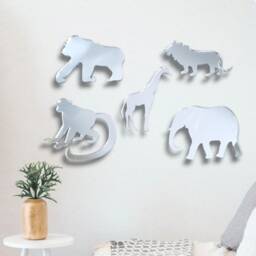 Safari Animals, Set Of Acrylic Mirror Wall Art - Custom Sizes, Shapes & Colours - thumbnail 2