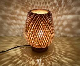 Handwoven Bamboo Table Lamp Natural Wicker Desk Light