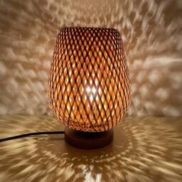 Handwoven Bamboo Table Lamp Natural Wicker Desk Light - thumbnail 3