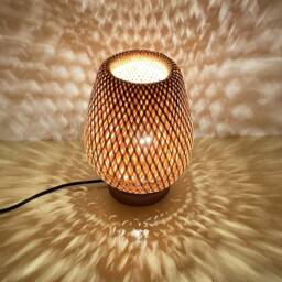 Handwoven Bamboo Table Lamp Natural Wicker Desk Light - thumbnail 2