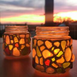 Sea Glass Tealight Holder - Colourful Handmade Mosaic Pattern - thumbnail 3