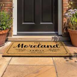 Botanical Arch Heart Accent - Personalised Family Name Coir Doormat - thumbnail 4
