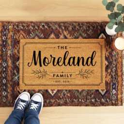Botanical Arch Heart Accent - Personalised Family Name Coir Doormat - thumbnail 2