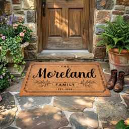 Botanical Arch Heart Accent - Personalised Family Name Coir Doormat - thumbnail 3