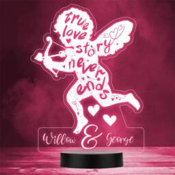 Cupid Silhouette Love Story Valentine's Day Personalised Gift Colour Night Light