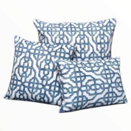 Hamptons Style Cushion Cover, Cover Only, Geometric Cushions, Hampton's Pillows, Blue & White Coastal, Scatter Covers - thumbnail 1