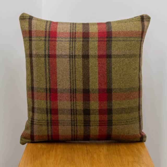 Cosy Checked Cushion in Hunter Red & Green. Double Sided. 17 - image 1