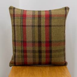 Cosy Checked Cushion in Hunter Red & Green. Double Sided. 17