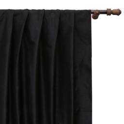Black Art Silk Curtain Panels, Faux Curtains - Rod Pocket, Grommet, Box Pleat, Three Pinch Tab Top & Plain Ring Top - thumbnail 1