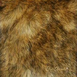 Luxury Faux Fur Throw Blanket - Golden Brown Wolf, Minky Lining - thumbnail 4