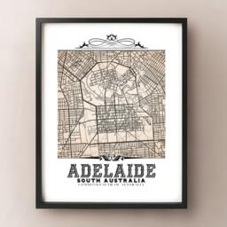 Adelaide Australia Map Art Print Vintage Sepia Style - thumbnail 2