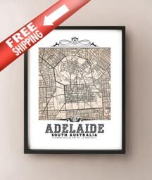 Adelaide Australia Map Art Print Vintage Sepia Style - thumbnail 1