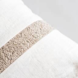 Off-White Striped Lumbar Pillow Cover, Neutral Tone Linen Cushion Case, Rectangle Bohemian Minimalist Decorative Sofa Pillowcase - thumbnail 4