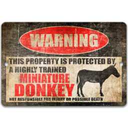 Beware Of Mini Donkey Sign, Funny Farmhouse Wall Decor, Rustic Barn Art - thumbnail 2