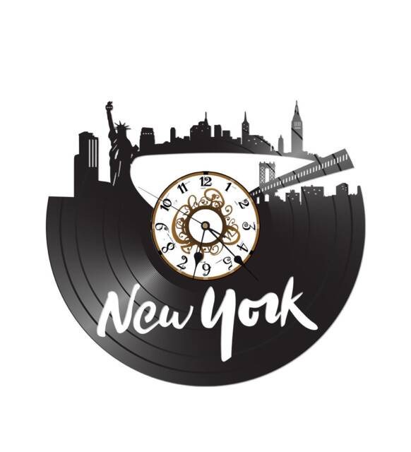 Free Shippingnew York City Themed Vinyl Album Record Clock Made in The > Usa - image 1