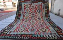 7x10 Afghan Tribal Stunning Kilim Rug, Turkmen Rug, Chubi Maimana New Flatweave Vintage Rug For Bedroom, Livingroom - thumbnail 1