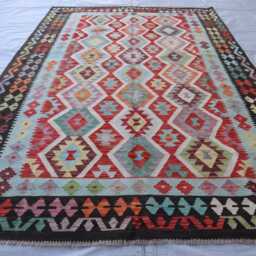 7x10 Afghan Tribal Stunning Kilim Rug, Turkmen Rug, Chubi Maimana New Flatweave Vintage Rug For Bedroom, Livingroom - thumbnail 2