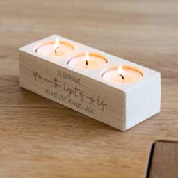 Personalised 5Th Anniversary Wood Candle Holder Engraved Tea Light Holder, Couple's Gift - Lc889 - thumbnail 4