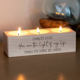 Personalised 5Th Anniversary Wood Candle Holder Engraved Tea Light Holder, Couple's Gift - Lc889 - thumbnail 2