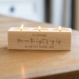 Personalised 5Th Anniversary Wood Candle Holder Engraved Tea Light Holder, Couple's Gift - Lc889