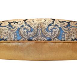 Lumbar Throw Pillow Rubelli Tebaldo Blue & Gold Silk Brocatelle Fabric Cushion Cover - Made in Italy - thumbnail 2